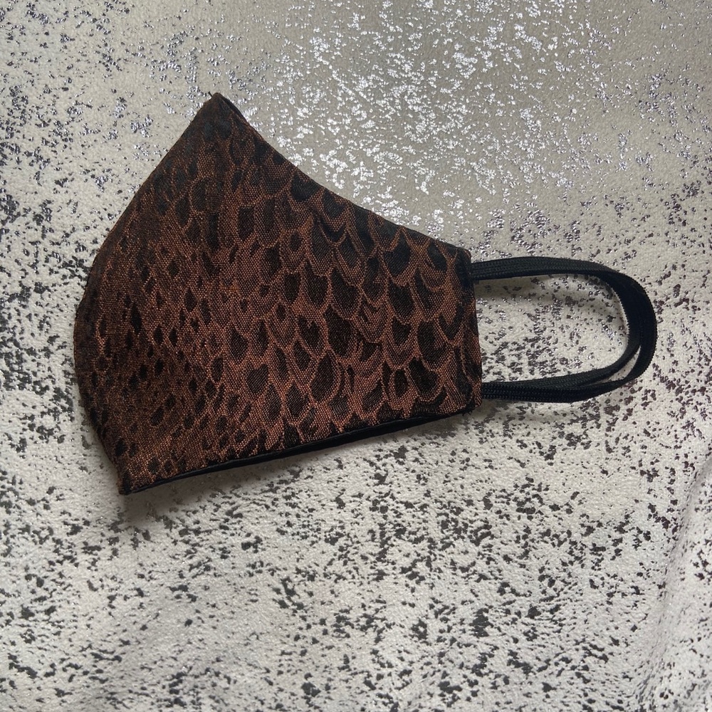 Snakeskin Print & Silky Black Reversible Mask